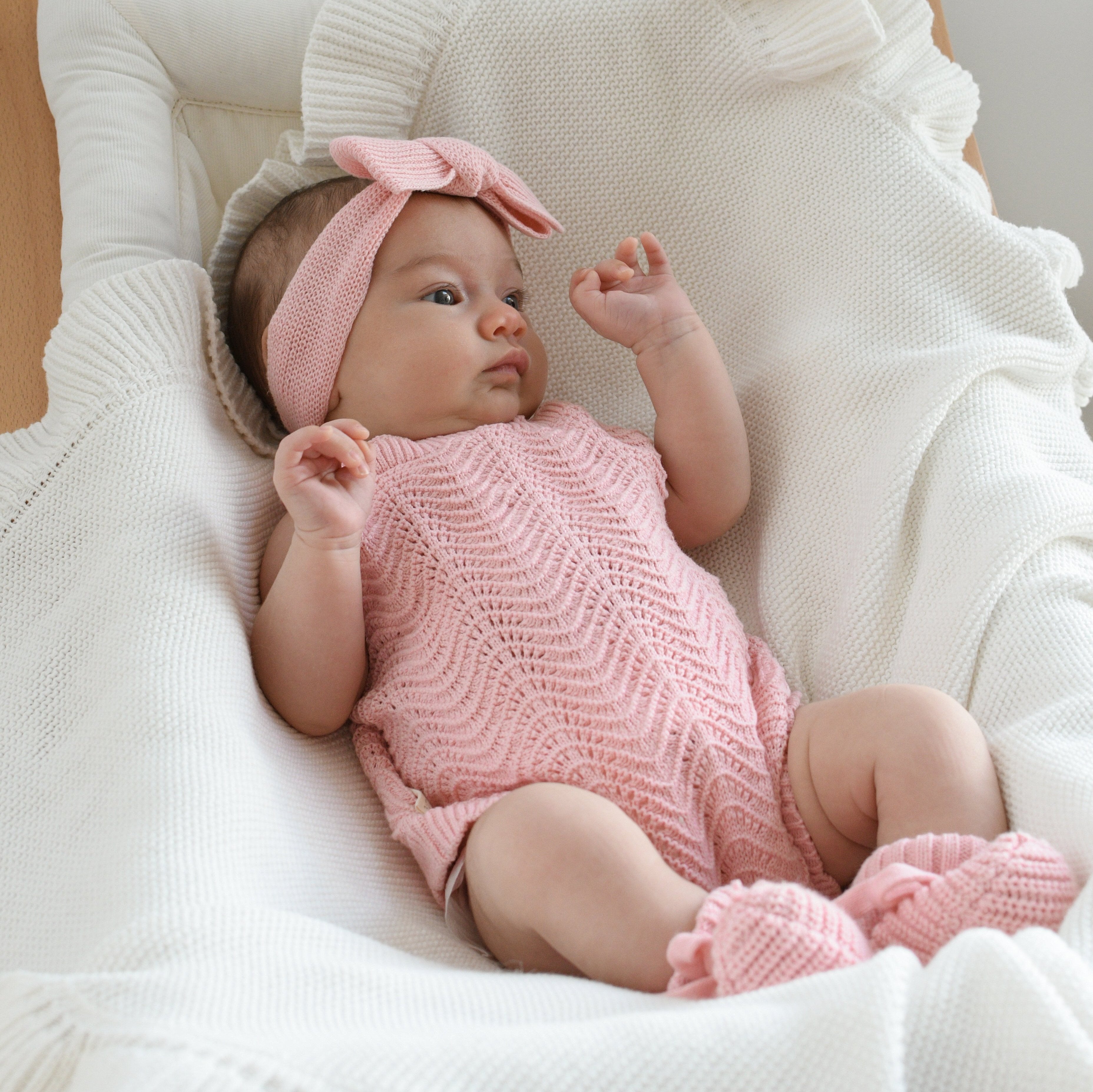 Textured Knit Booties - Pink