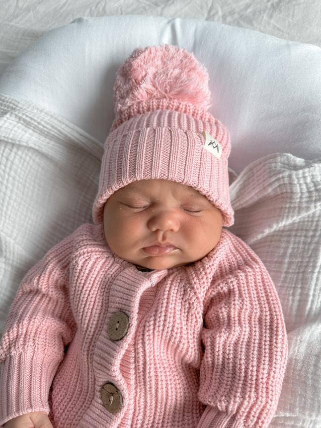 Textured Knit Beanie - Pink