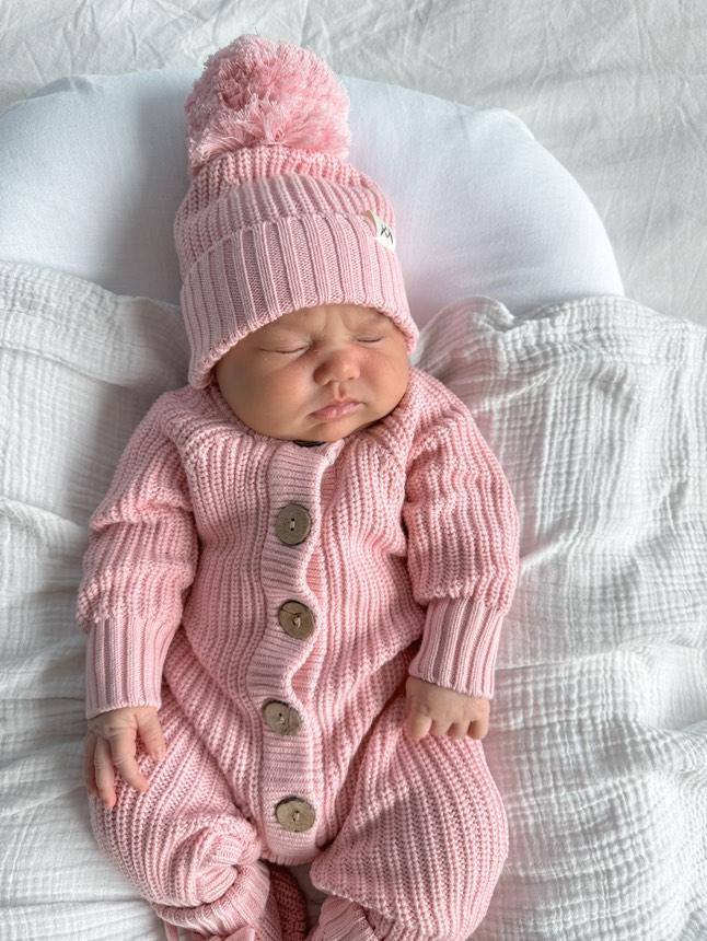 Textured Knit Beanie - Pink