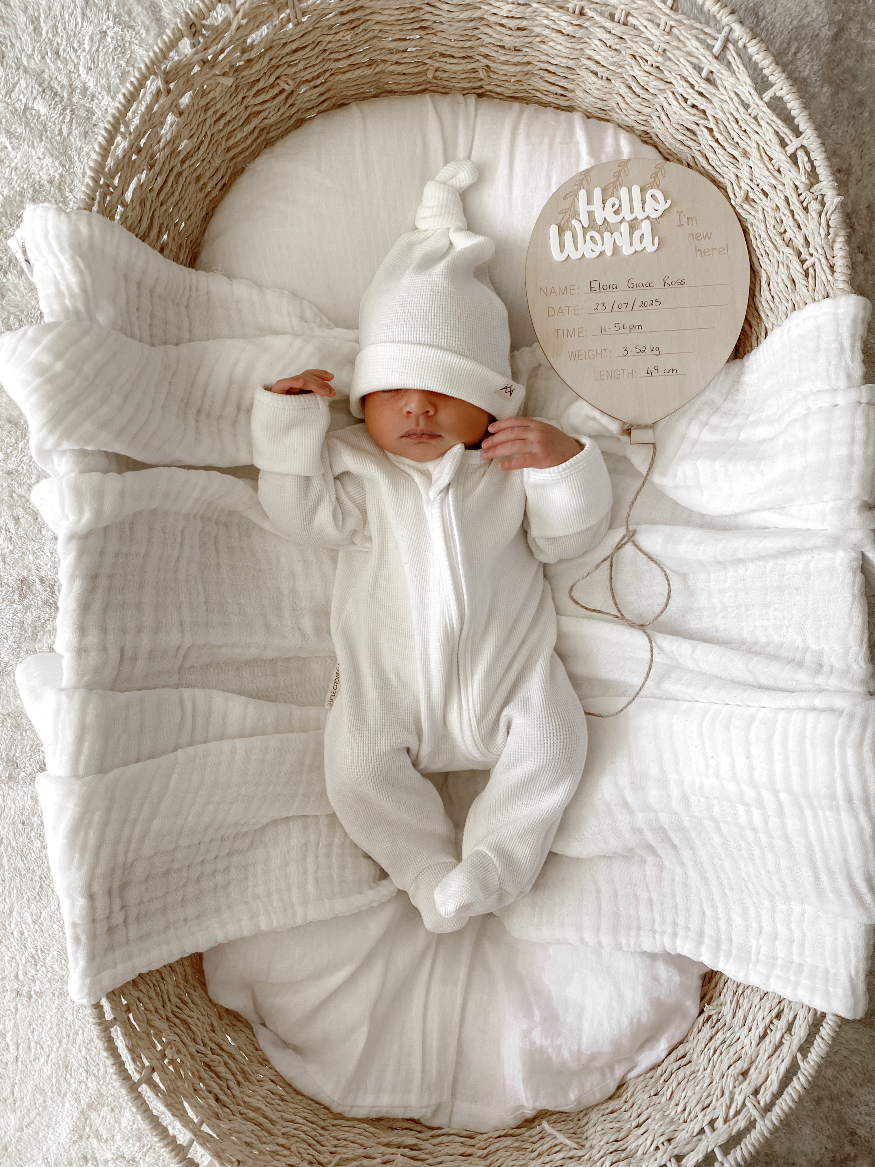 My First Outfit - Powder White- Onesie & Beanie Set