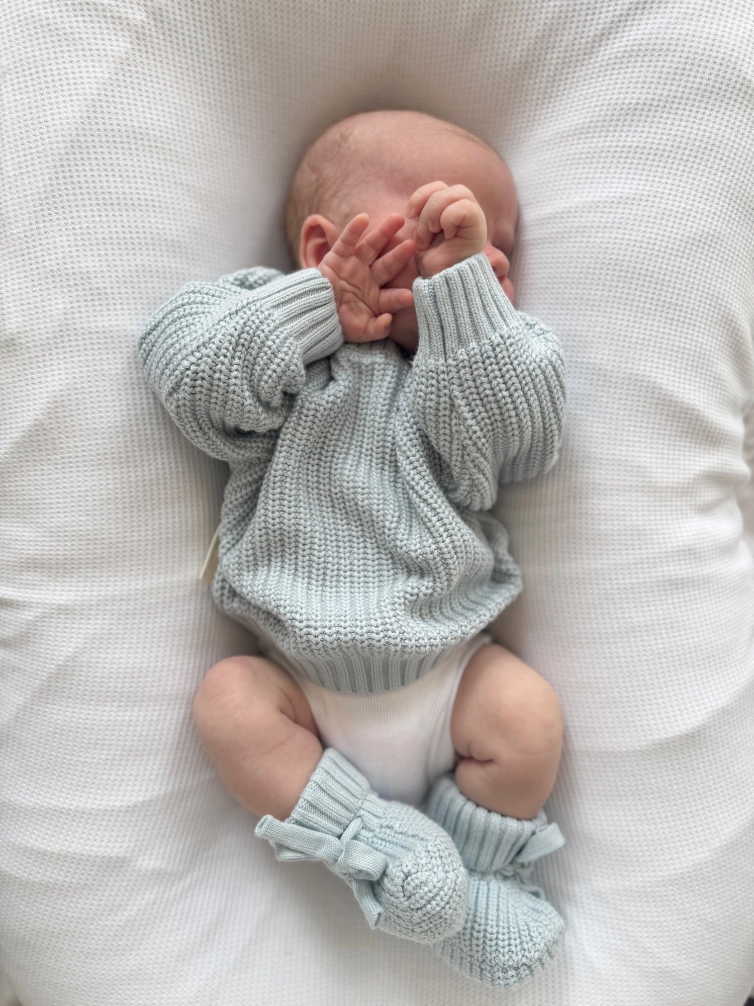 Textured Knit Booties - Stormy Blue