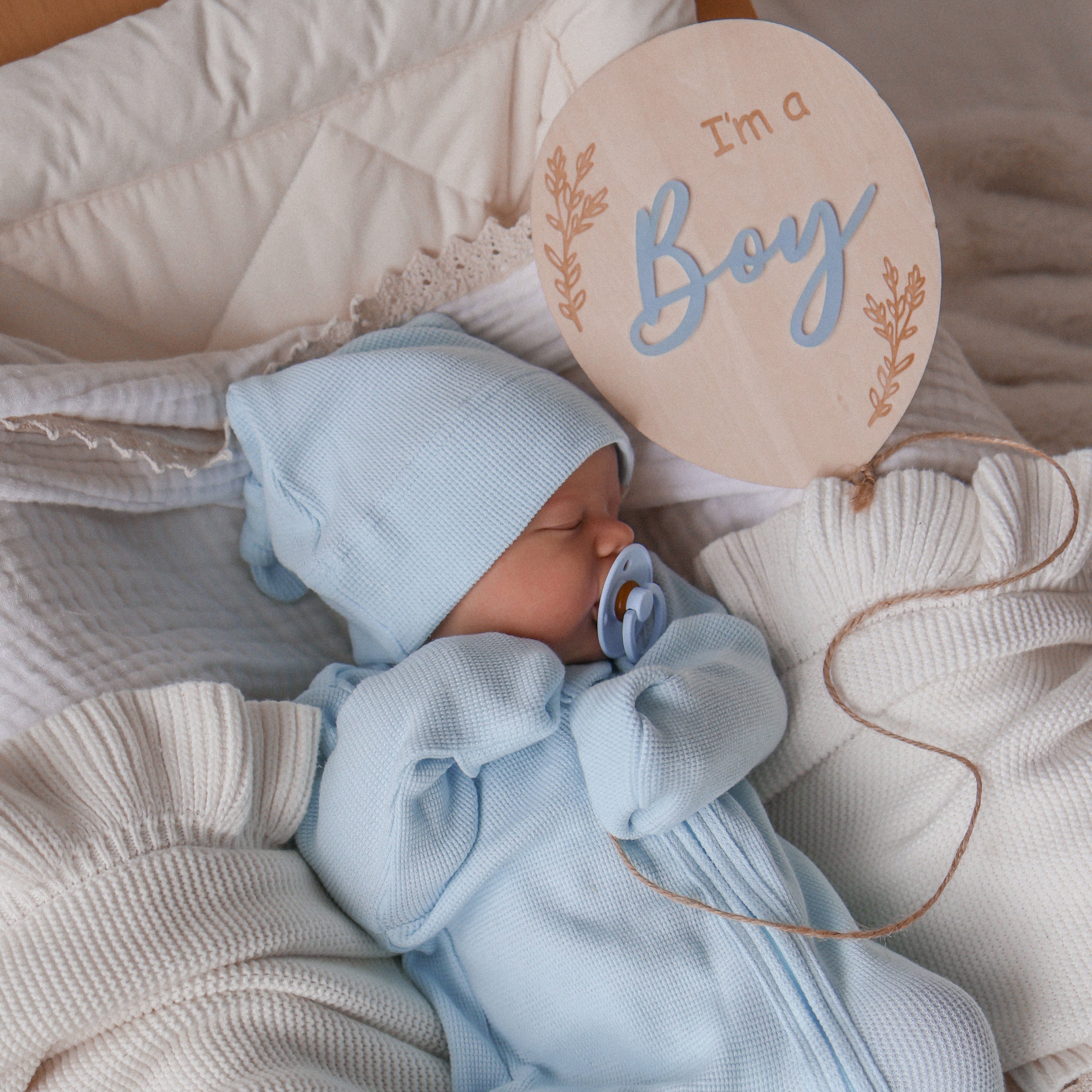 My First Outfit - Baby Blue - Onesie & Beanie Set