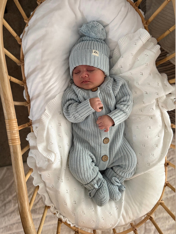Knitted Romper - Stormy Blue - 3 Little Crowns