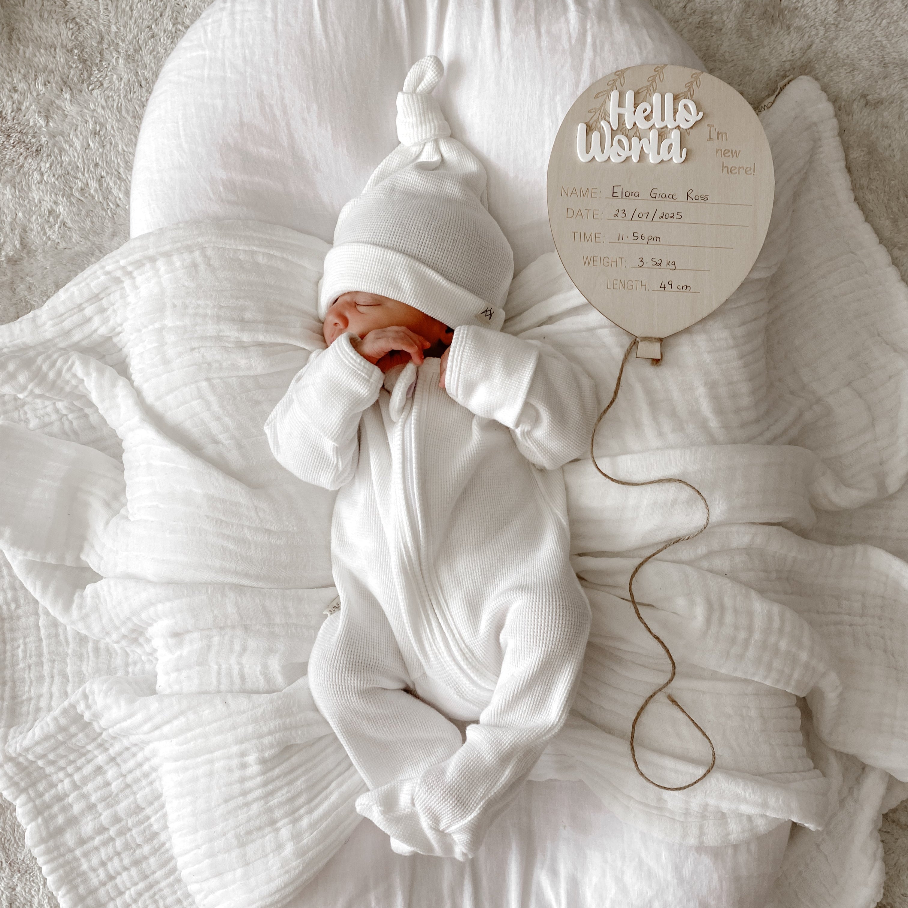 My First Outfit - Powder White- Onesie & Beanie Set