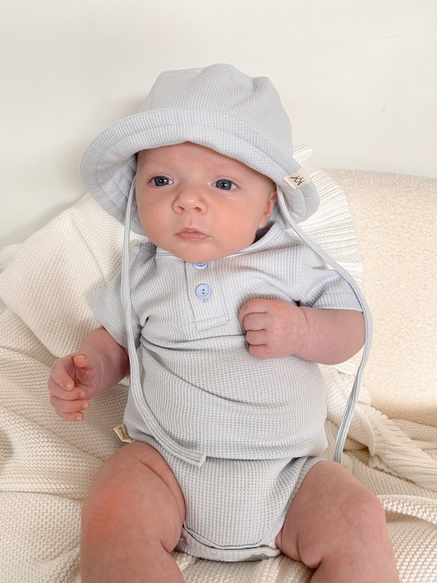 Summer Bodysuit & Sunhat - Sky Blue