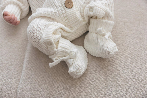 Textured Knit Booties - Ivory - 3 Little Crowns