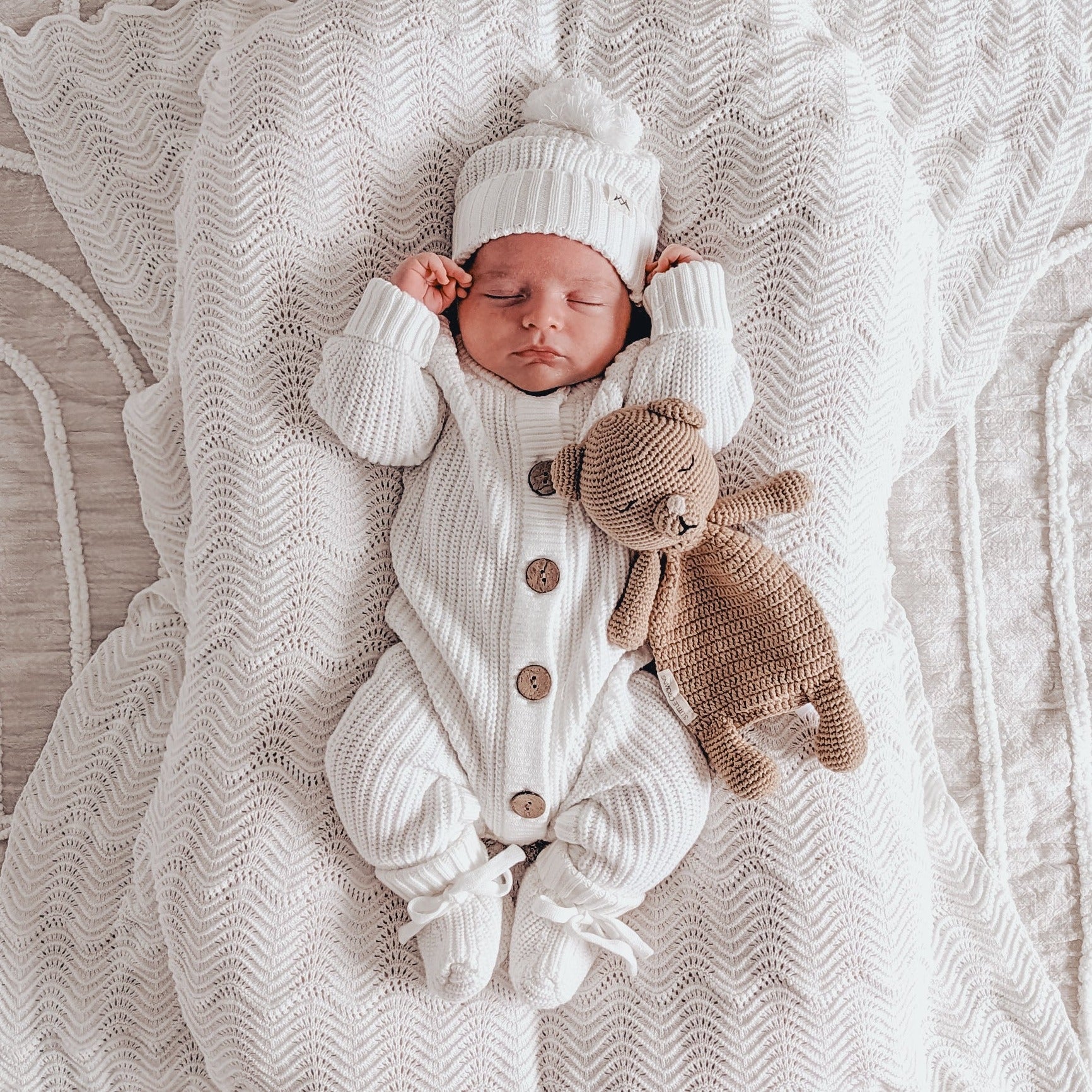 Textured Knit Beanie - Ivory