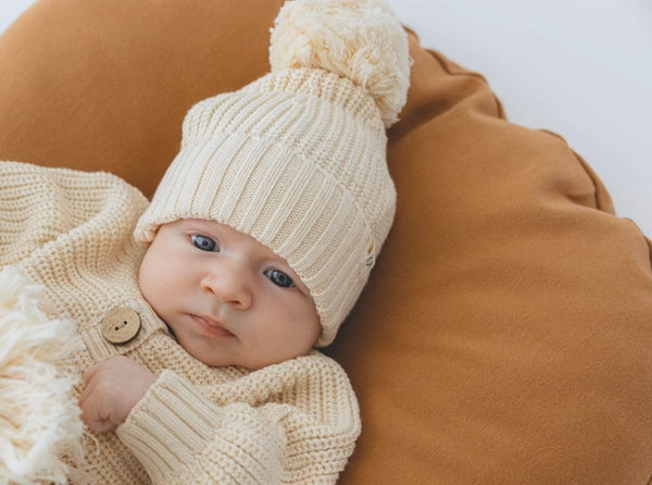 Textured Knit Beanie - Oat - 3 Little Crowns