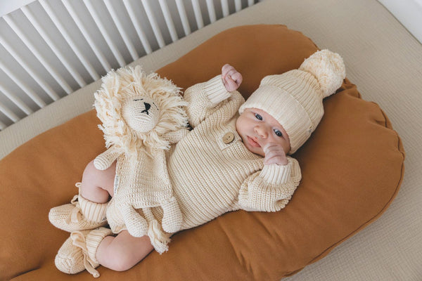 Comforter & Body Suit & Knitted Beanie & Booties - 3 Little Crowns