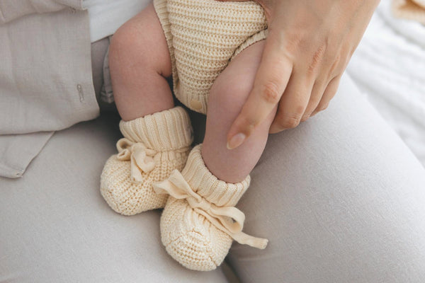 Textured Knit Booties - Oat - 3 Little Crowns