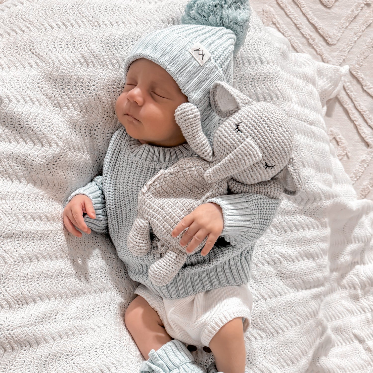 Textured Knit Beanie - Stormy Blue