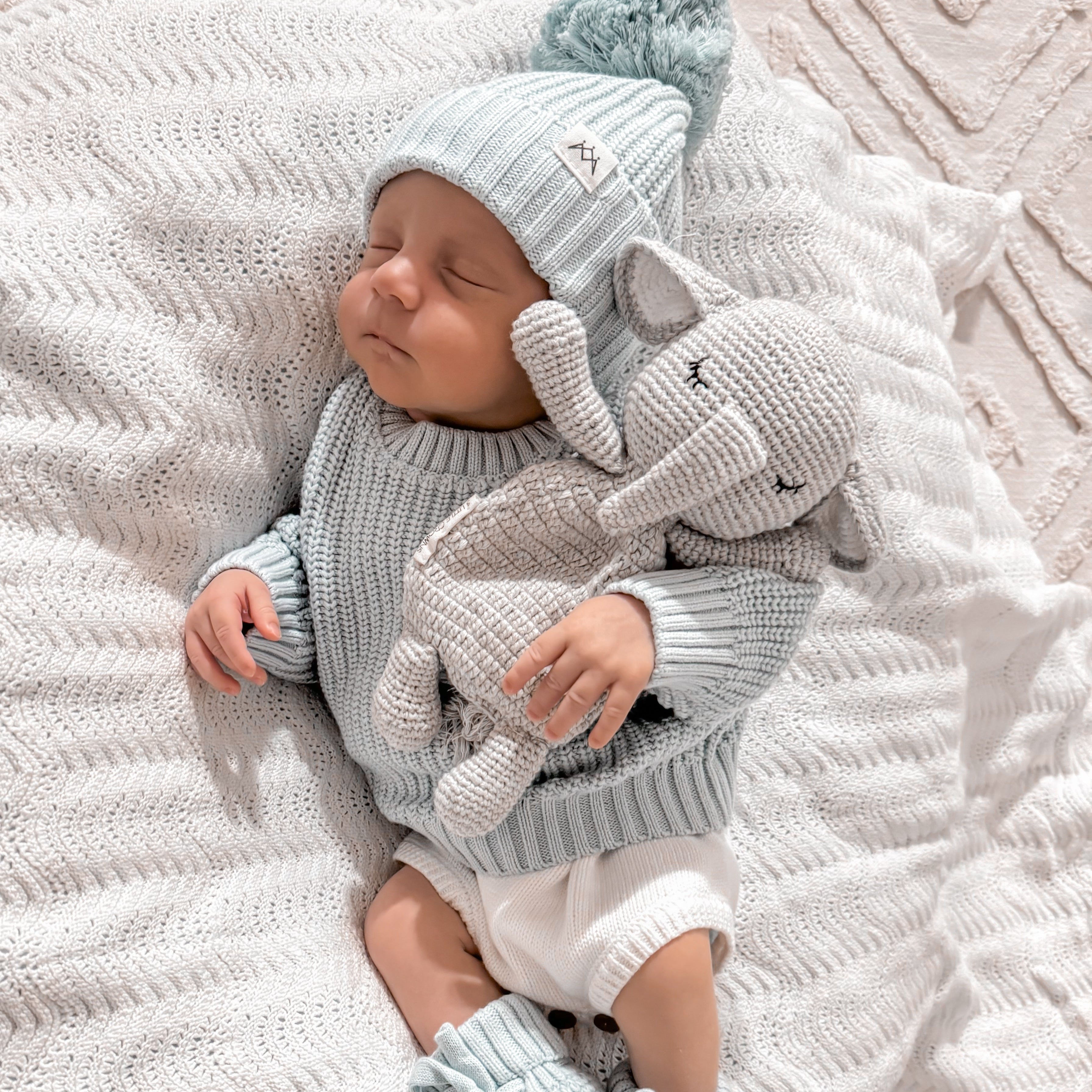 Textured Knit Beanie - Stormy Blue