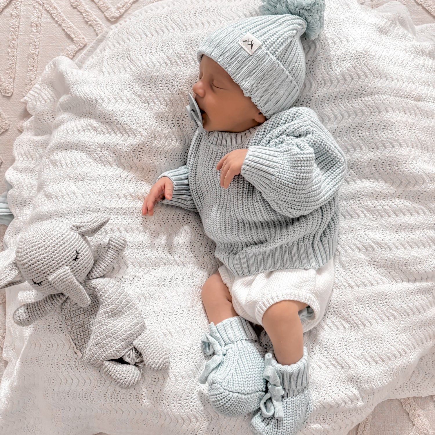 Textured Knit Beanie - Stormy Blue