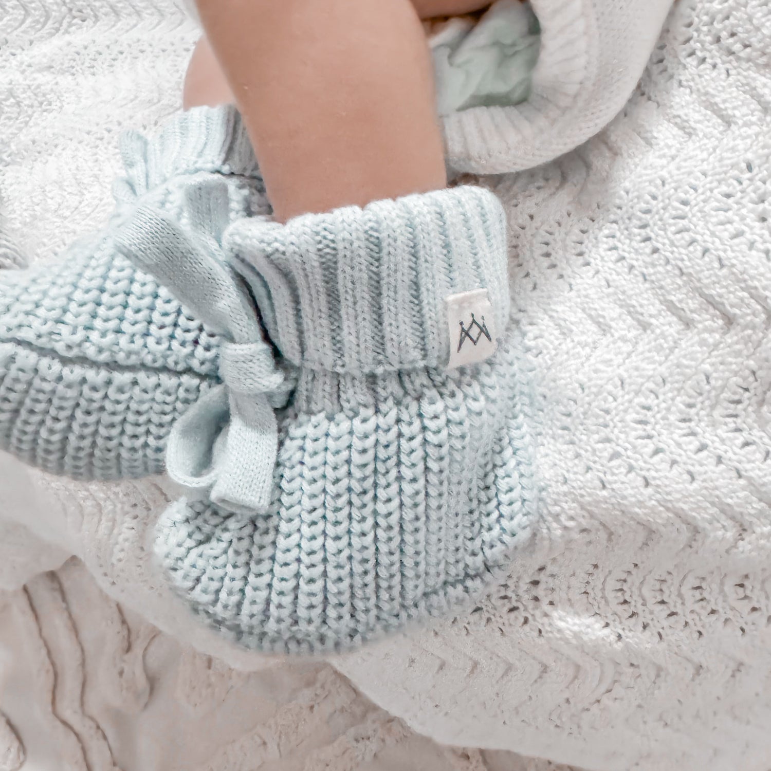 Textured Knit Booties - Stormy Blue