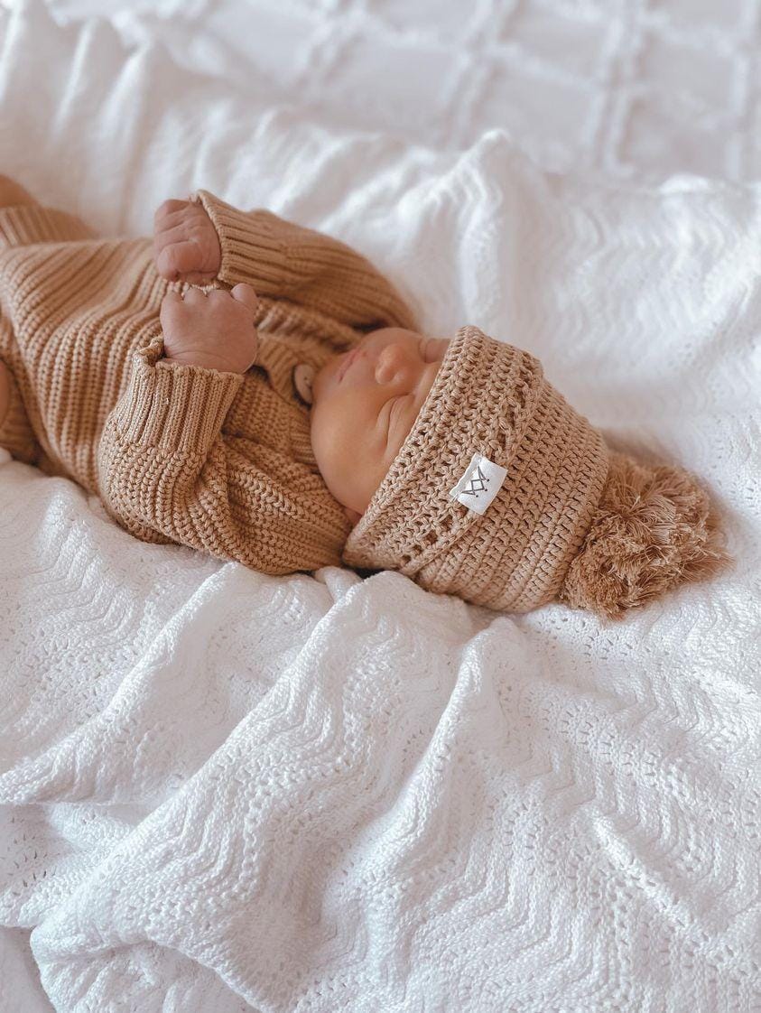 Wave Knit Blanket Ivory