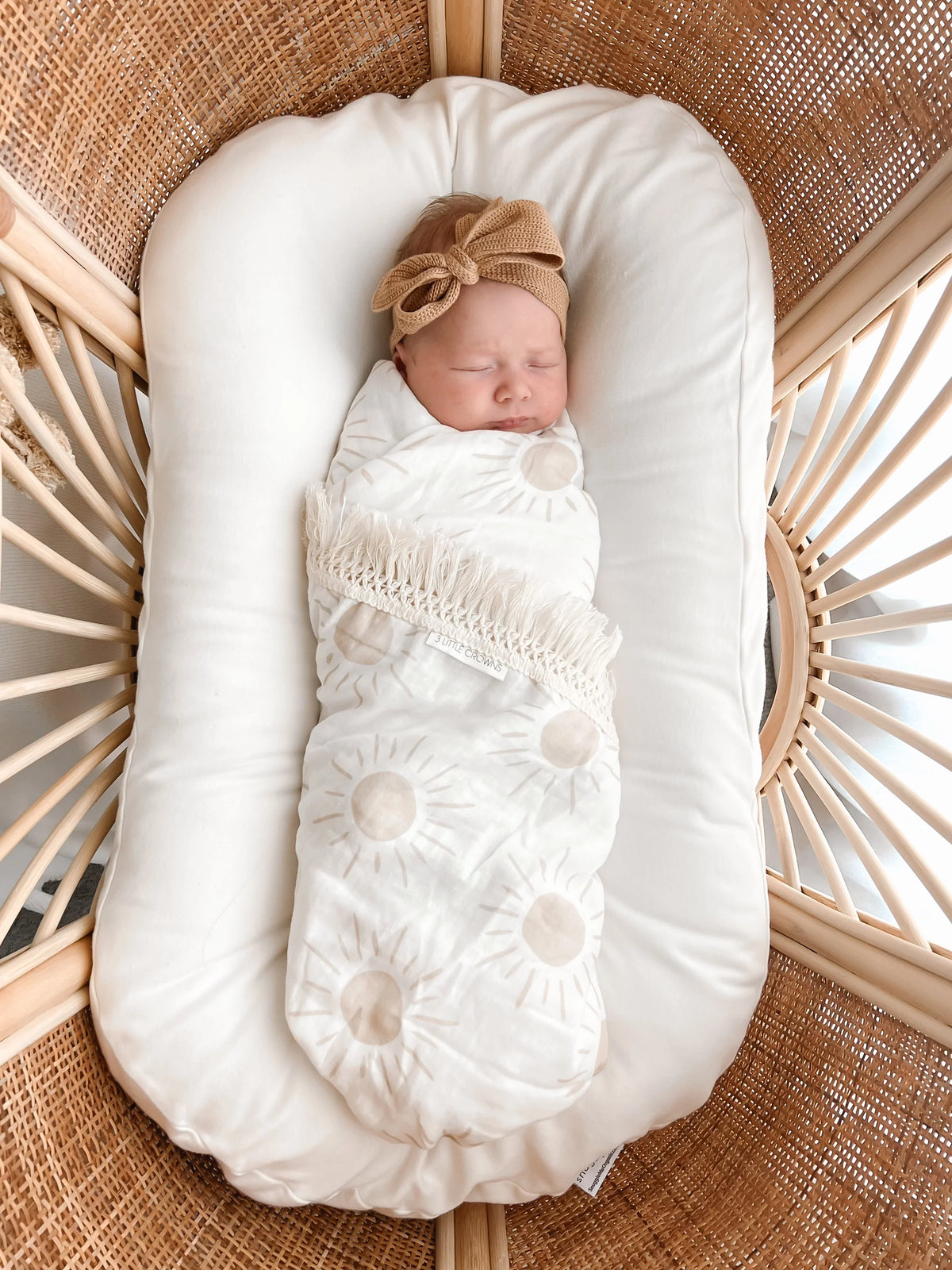 Fringe Swaddle Blanket - Sun by 3 Little Crowns