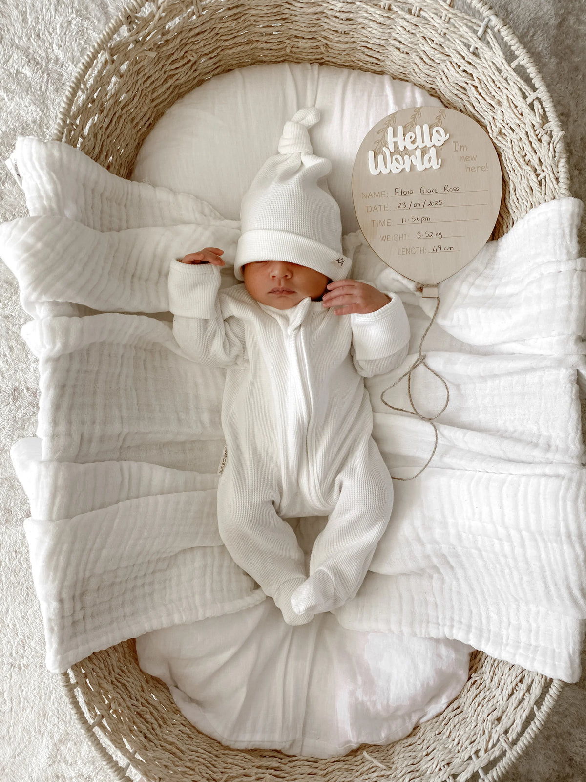 My First Outfit - Powder White - Onesie & Beanie Set by 3 Little Crowns