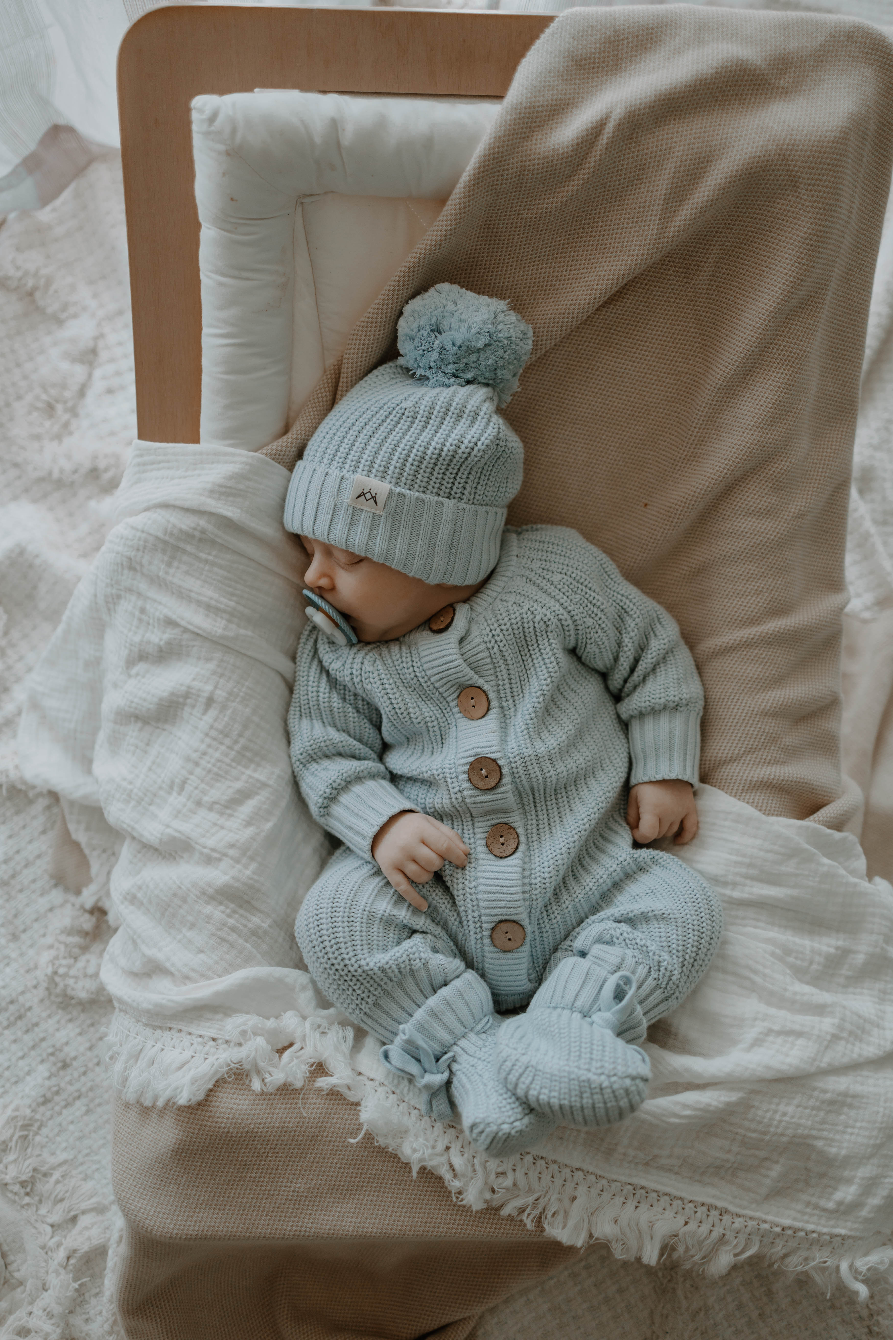 Knitted Romper - Stormy Blue - 3 Little Crowns