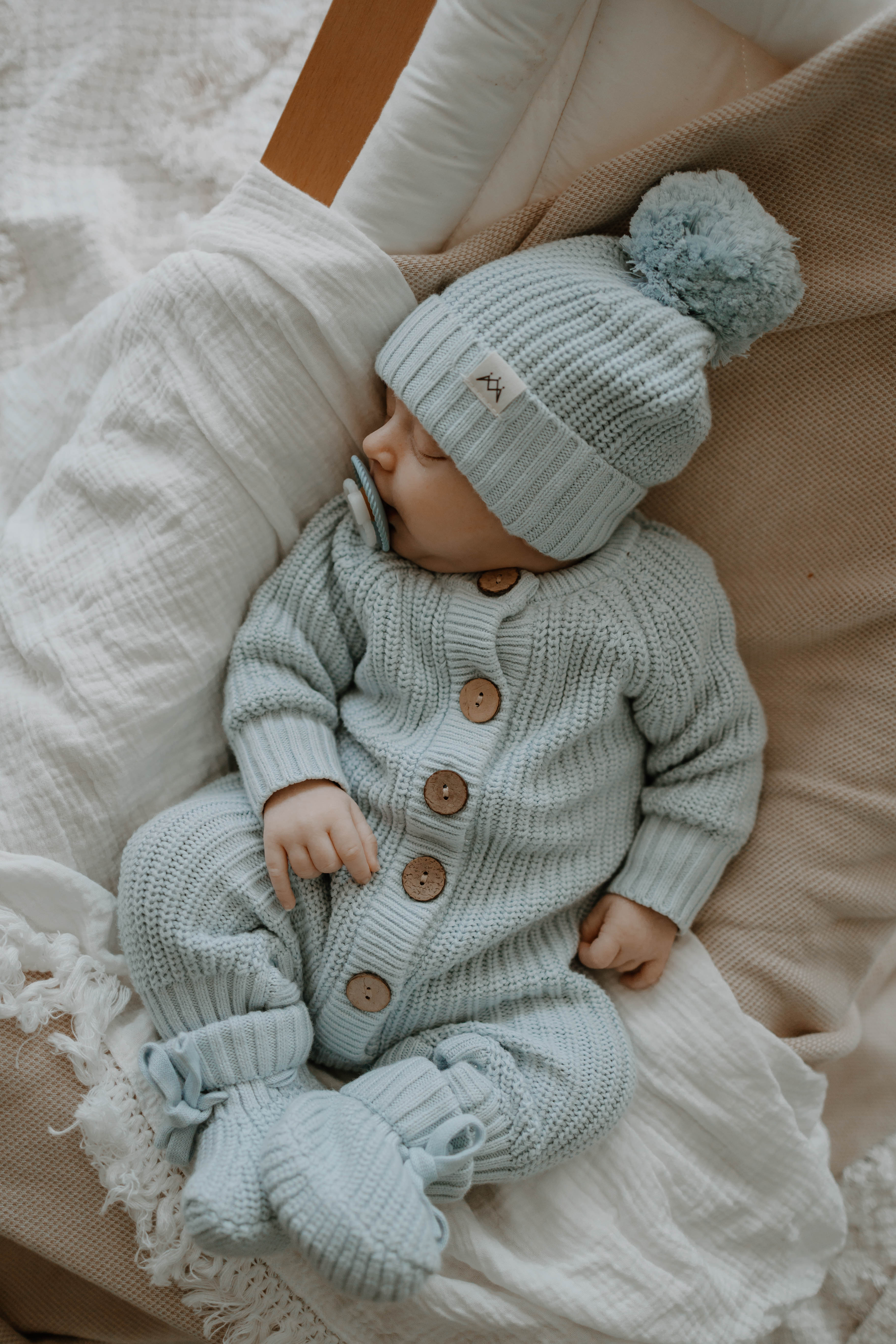 Knitted Romper - Stormy Blue - 3 Little Crowns