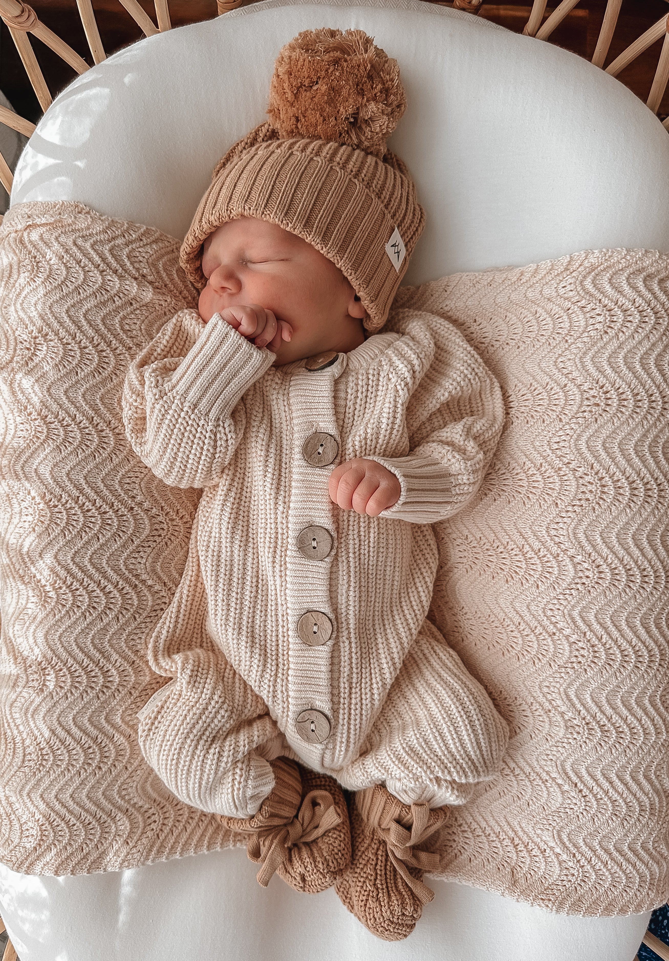 Knitted Beanie & Knitted Romper & Booties - 3 Little Crowns