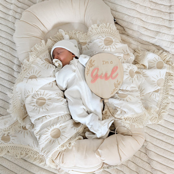 Announcement Plaque & Swaddle & All In One - 3 Little Crowns