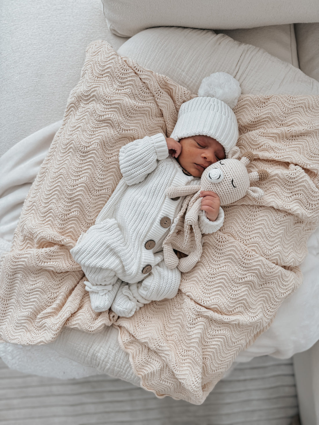 Wave Knit Blanket - Oat