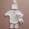 Textured Knit Bodysuit, Beanie & Booties & Cuddle Me Bunny Bundle - Ivory