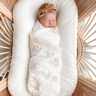 Fringe Swaddle Blanket - White