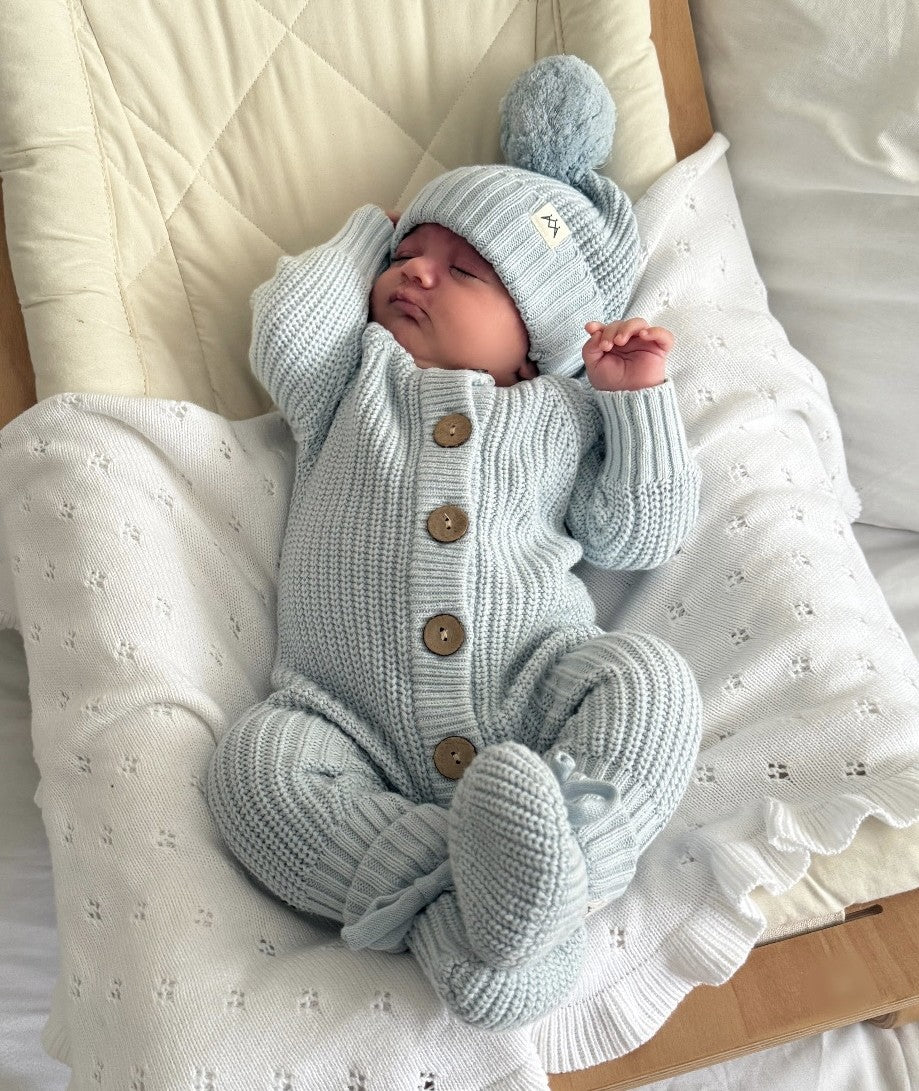 Knitted Romper - Stormy Blue - 3 Little Crowns