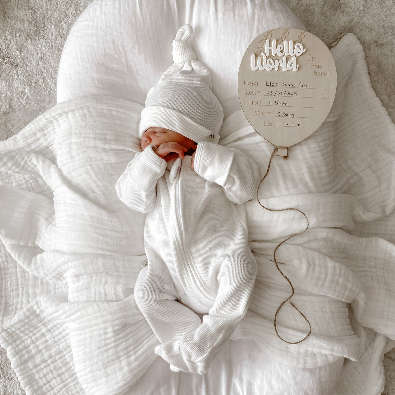 My First Outfit - Powder White- Onesie &amp; Beanie Set