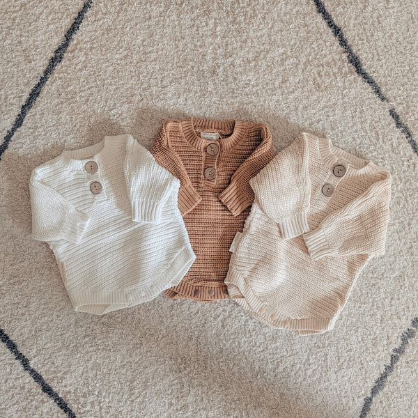 Textured Knit Bodysuit Trio - 3 Little Crowns