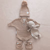 Textured Knit Bodysuit, Beanie & Booties & Cuddle Me Bear Bundle - Coco