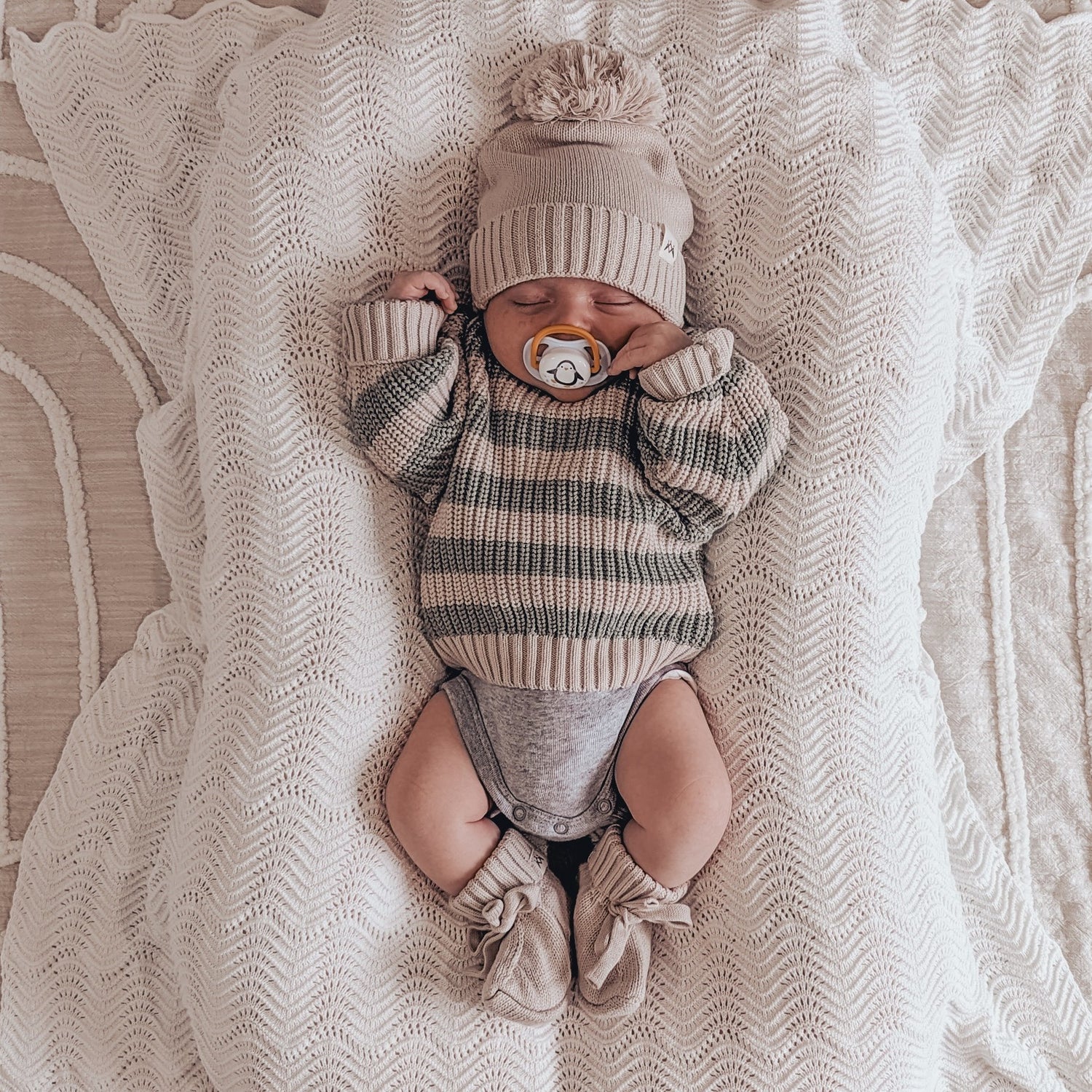 Knitted Booties - Mushroom