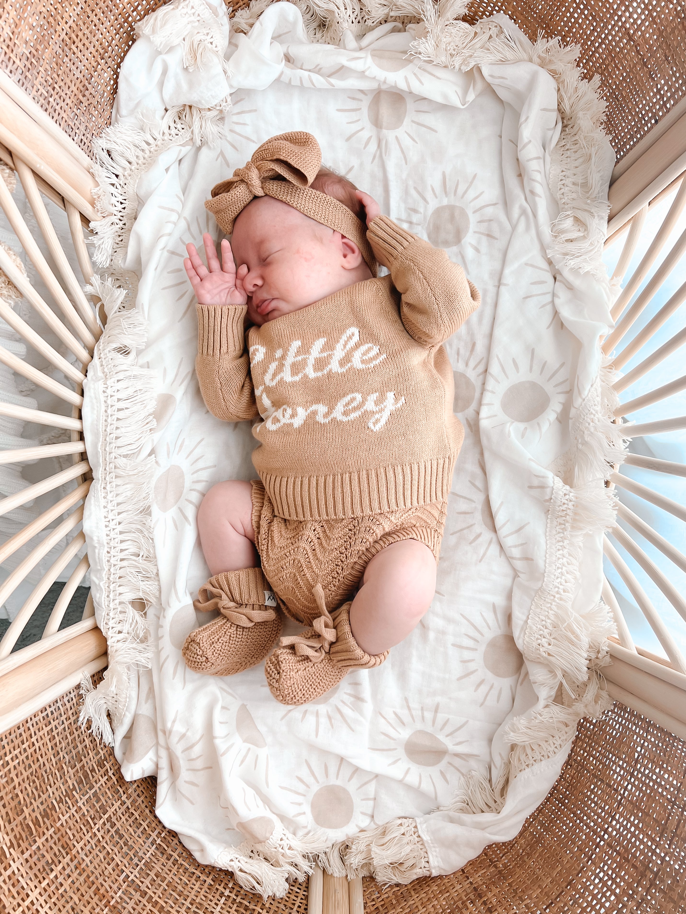 Fringe Swaddle Blanket - Sun - 3 Little Crowns