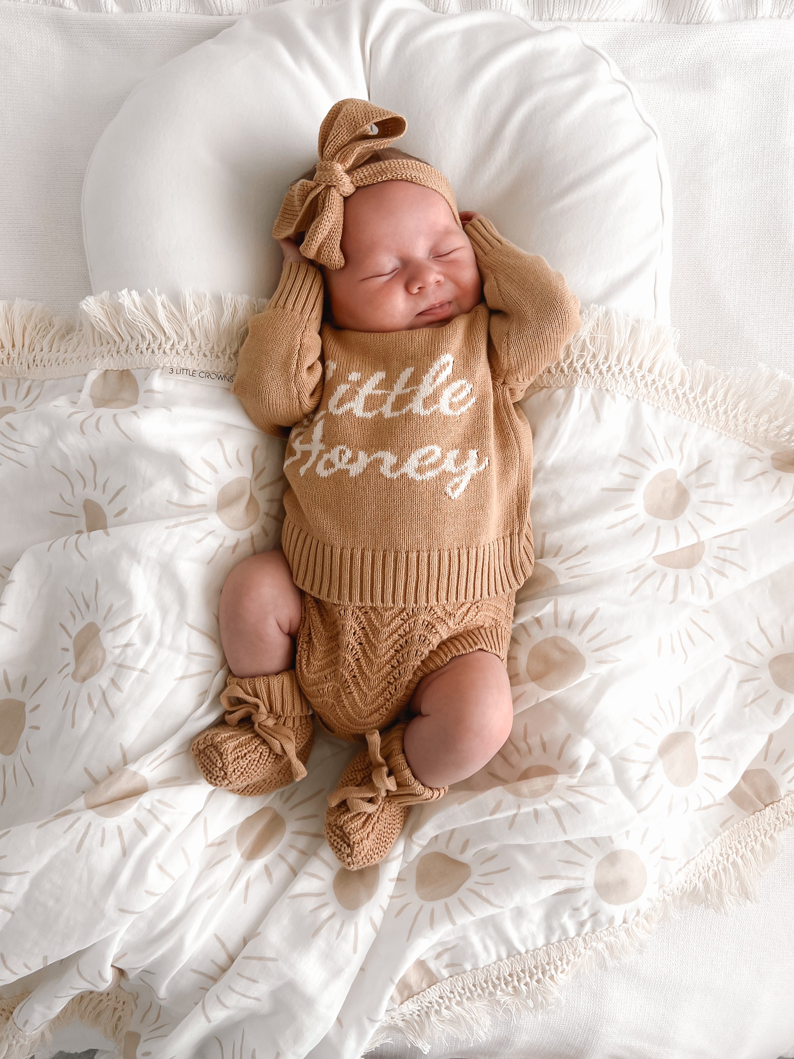 Fringe Swaddle Blanket - Sun - 3 Little Crowns