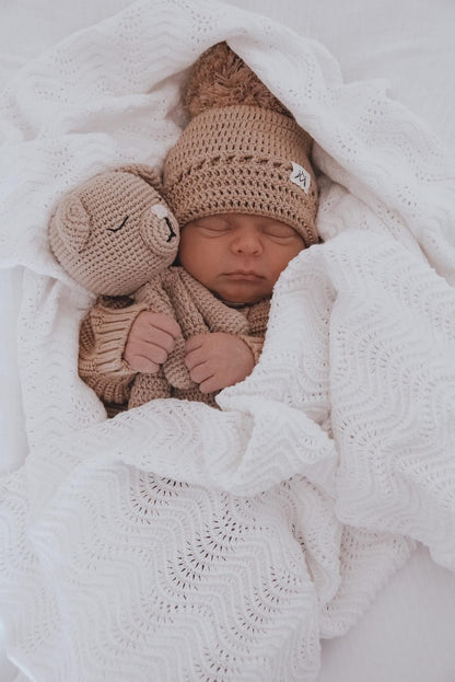 Wave Knit Blanket Ivory
