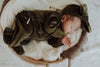 Corduroy My First Outfit Footed Overalls and Topknot Set Olive