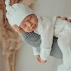Footed Overalls and Beanie Set Powder White